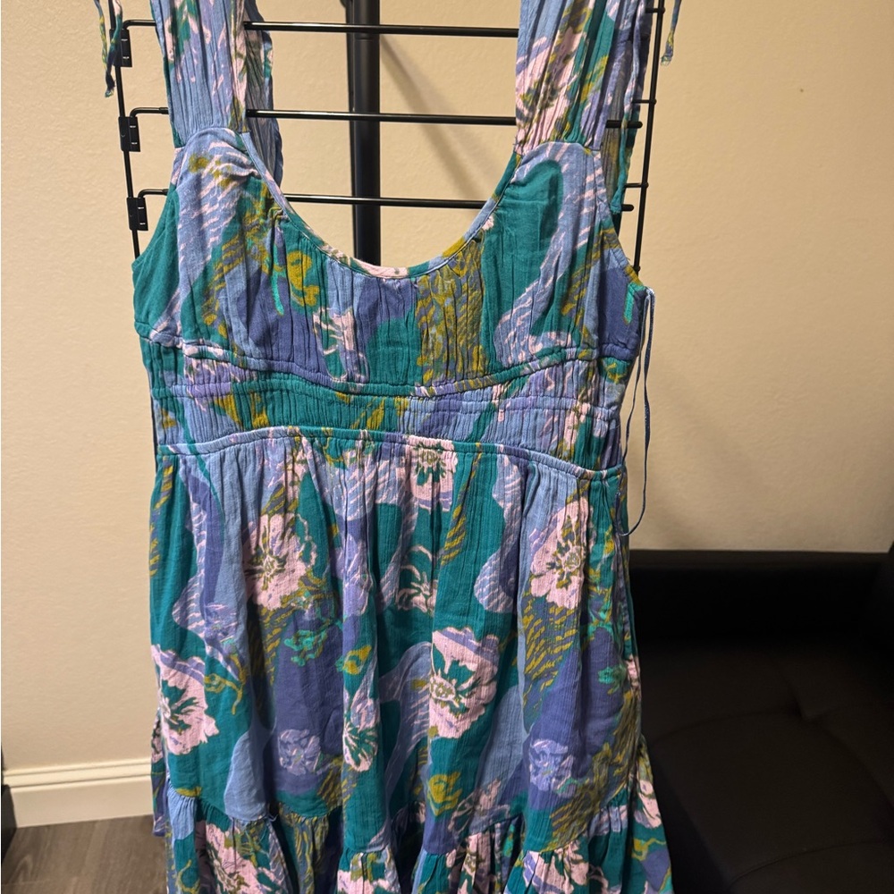 Floral Blue and Green Dress